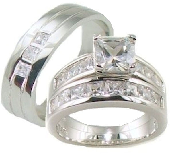 Real 925 His Hers Wedding Rings popular 7&9