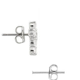 Edwin Earls Women's Couples Sterling Silver Cz Cross Stud Earrings 925 Sterling Silver