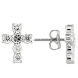 Edwin Earls Women's Couples Sterling Silver Cz Cross Stud Earrings 925 Sterling Silver