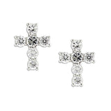 Edwin Earls Women's Couples Sterling Silver Cz Cross Stud Earrings 925 Sterling Silver