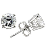 Unisex Men Women Couples 1.75Ct CZ Stud Earrings Sterling Silver White Rhodium Plated