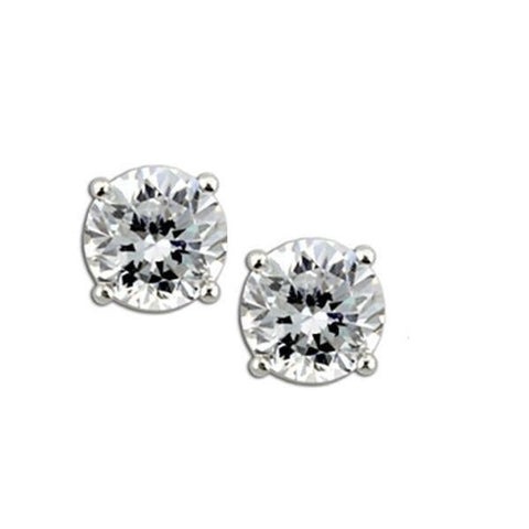 Unisex Men Women Couples 1.75Ct CZ Stud Earrings Sterling Silver White Rhodium Plated