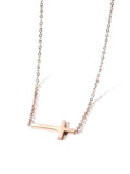 14k Women's Rose Gold Plated Stainless Steel Cross Necklace 16' + 2" extension