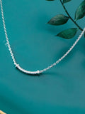 Women's Danity CZ Bar Necklace Sterling Silver Platinum Plated