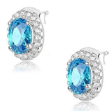 Edwin Earls Women's Sterling Silver Halo Synthetic Blue Spinel Stud Earrings