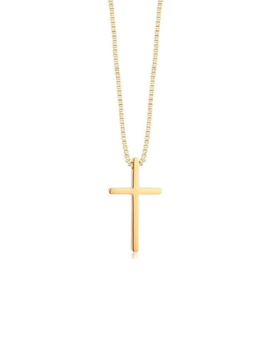 14KT Yellow Gold Plated Titanium Cross Necklace 18 inches