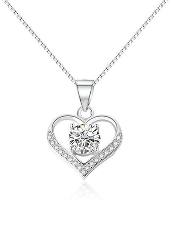 Forever Heart Pendant & Chain Solitaire Cz Heart in Sterling Silver