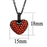 Orange Crystal Heart Pendant Necklace