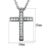 Women's Stainless Steel Cross CZ Necklace and Chain 18 Inches in Length