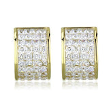 Women's Clear Crystal Huggie Hoop Earrings Yellow Gold Plated Stainless Steel