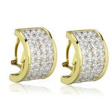 Women's Clear Crystal Huggie Hoop Earrings Yellow Gold Plated Stainless Steel