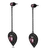 Antique Style Pink Crystal Black Plated Stainless Steel Dangle Earrings