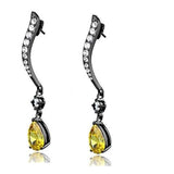 Yellow and White Cubic Zirconia Dangle Earring Black Plated Stainless Steel