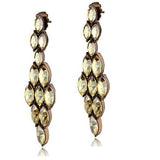 Edwin Earls Champagne Crystal Drop Earrings in Coffee Color Plated Stainless Steel - Hypoallergenic and Elegant