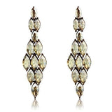 Edwin Earls Champagne Crystal Drop Earrings in Coffee Color Plated Stainless Steel - Hypoallergenic and Elegant