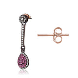 Edwin Earls Women's Pink and Clear Crystal Dangle Earrings Brown Plated Stainless Steel