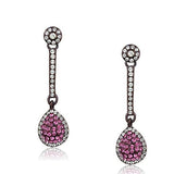 Edwin Earls Women's Pink and Clear Crystal Dangle Earrings Brown Plated Stainless Steel