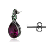 Edwin Earls Women's Fuchsia Crystal Dangle Earrings in Light Black Plated Stainless Steel