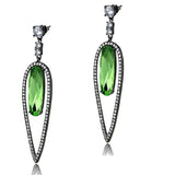 Women's Light Green Crystal  Dark Gray Plated Dangle Earrings in Stainless Steel