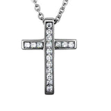 Women's Stainless Steel Cross CZ Necklace and Chain 18 Inches in Length