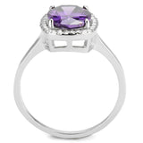 Women's 2.50ct Oval Cut Purple Amethyst CZ Halo Style Ring in Stainless Steel