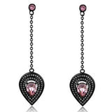 Antique Style Pink Crystal Black Plated Stainless Steel Dangle Earrings