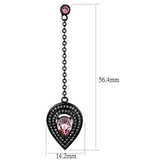 Antique Style Pink Crystal Black Plated Stainless Steel Dangle Earrings