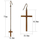 Women's Dangle Cross Earrings in Stainless Steel Light Brown Plating