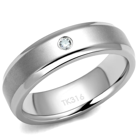 Men's Stainless Steel CZ Engagement Couples Ring