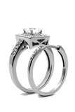 Women's  Cz Halo Wedding Engagement Ring Set Stainless Steel - Edwin Earls Jewelry