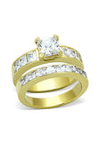 His Hers Princess Cut Yellow Gold Plated Wedding Ring Set - Edwin Earls Jewelry
