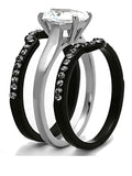 His Hers 4 Piece Black Stainless Steel Matching Wedding Band Ring Set - Edwin Earls Jewelry