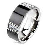 Men's Black Titanium Cz Wedding Band Wedding Ring