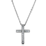 Women's Stainless Steel Cross CZ Necklace and Chain 17 Inches in Length