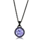 Women's 3.8ct Light Amethyst Cubic Zirconia Halo Style Black Plated Stainless Steel Chain Pendant
