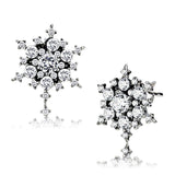 Women's Cubic Zirconia Cluster Snowflake Stud Earrings Stainless Steel