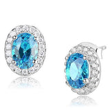 Women's Sterling Silver Halo London Blue Stud Earrings Rhodium Plated