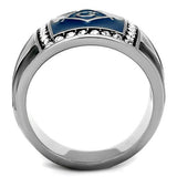 Men's Mason Masonic Freemason Stainless Steel Ring with Top Grade Clear Crystal Accents