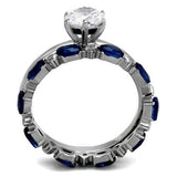 TK2175 - High polished (no plating) Stainless Steel Ring with AAA Grade CZ  in Clear