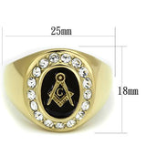 Mens 14kt Yellow Gold Plated Stainless Steel Mason Masonic Lodge Ring