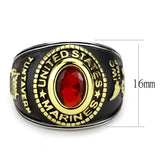 Men and Women's United States US Marines Ring Military Rings Red Synthetic Stone Black Plated Stainless Steel Sz 5-13