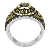 United States US Navy Ring Military Rings Blue Stone Black Plated Stainless Steel Sz 5-13
