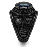Men's United States Navy Military Ring in Stainless Steel Black Plated Class Style Ring