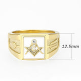 Men's Mason Masonic Lodge Ring in Stainless Steel 14kt Yellow Gold Plating