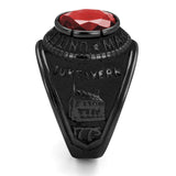 Men's United States Marines  Military Ring in Stainless Steel Black Plated with Red Synthetic Stone
