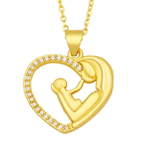 18Kt Yellow Gold Necklace Mother and Child Pendant