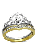 Edwin Earls His Hers 3 Piece Yellow Gold IP Crown Stainless Steel Wedding Ring Set - Edwin Earls Jewelry