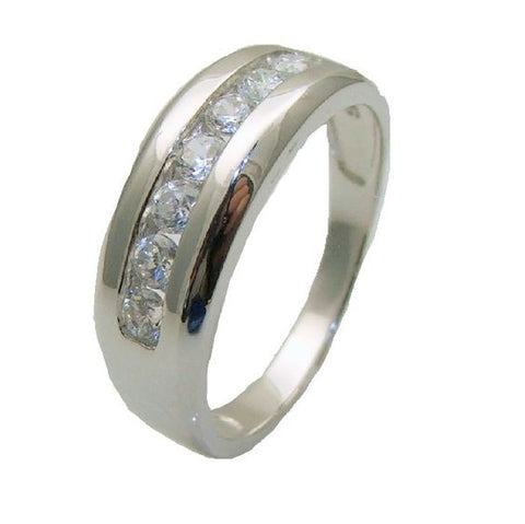 1.50 Ct Round Cut Cz Men's Wedding Band Sterling Silver - Edwin Earls Jewelry