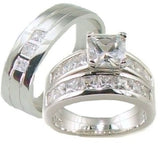 His & Her 3 Piece AAA Quality Cz  Wedding Ring Set 925 Sterling Silver - Edwin Earls Jewelry
