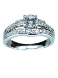 Edwin Earls His Her Wedding Ring Set Sterling Silver Diamond Cut Cz Stainless Steel Men's  Ring - Edwin Earls Jewelry